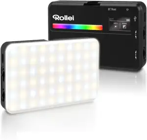 Rollei LUX Compact RGB Kamera Licht, Led Dauerlicht mit 360 Farben und 13 Lichte