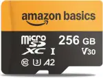 Amazon Basics 256-GB-microSDXC-Karte mit Adapter, Lesegeschwindigkeit bis zu 200 MB/s, 1er-Pack