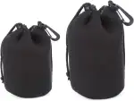 Objektivtasche, Neopren Objektivbeutel, Objektiv Tasche, Kamerazubehör Schutz für Objektiv, Wasserdichte Schutzbeutel für Kamera Objektiv, Zubehör für DSLR-Kameraobjektiv, Schwarz, 2 Größen, 2 Stück