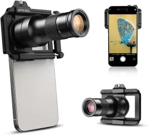 APEXEL 6X HD Teleobjektiv mit Fixfokus und verbessertem Universalclip, 150-mm-Ma