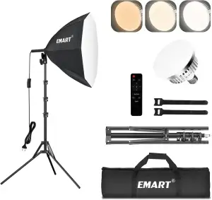 EMART Softbox Set Fotostudio, 54cm Durchmesser Dimmbare LED Softboxen Beleuchtun