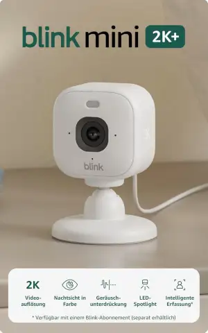 Blink Mini 2K+ (neueste Generation) Überwachungskamera für den Innenbereich | Si