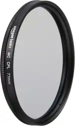 Amazon Basics 77 mm Circular Polarisations-Schutzfilter für tiefere Farben, Reduzierung von Blendung und Reflexionen, Mehrfach beschichtet, schützt vor Staub, Schmutz und Kratzern