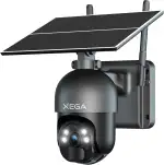 Xega 3G/4G LTE Überwachungskamera Aussen mit SIM Karte Kabellos Solar PTZ IP Kamera Outdoor mit 2K Farb-Nachtsicht 355°/95° Schwenkbar TF-Kartenslot PIR Erkennung 2-Wege-Audio IP66 Wasserdicht