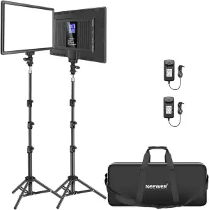 NEEWER 13" LED Videolicht Panel Set mit Stativ, Streaming Licht mit Lithium Akku