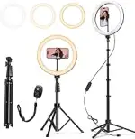 ATUMTEK 12" Selfie-Ringlicht mit 63" Ausziehbarem Stativ, Selfie-Licht mit Handyhalter und Blueto...