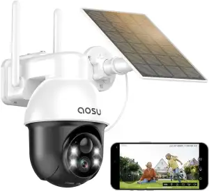aosu 2K Solar Überwachungskamera Aussen Akku, Kamera Outdoor mit 360°-Überwachun