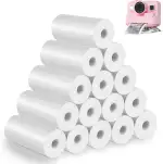 Thermopapier für Kinder Sofortbildkamera, 15 Rollen Thermopapier Kinderkamera, Thermodrucker papier weiß, Nachfülldruckpapier, Thermopapiers für Scrapbooking, Fotos, Notizen, Etiketten(57mm x 500mm)