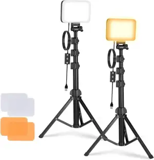 NEEWER Basics 2 Pack LED Videolicht Panel Lighting Kit, Bi Color Dimmable Portab
