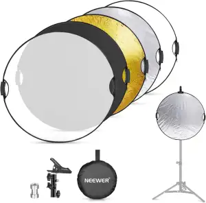 NEEWER 80cm Lichtreflektor mit Klemme Handgriffen, 5 in 1 Reflektor, Multi Disc 