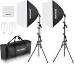 NEEWER 2er Pack Softbox Beleuchtungsset 700W Äquivalent, 5700K LED Glühbirnen 24 x 24Zoll Soft Box Licht mit E27 Fassung, Reinigungstuch, Fotostudio Ausrüstung Dauerlicht Set für Videoaufnahmen, NK200