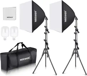 NEEWER 2er Pack Softbox Beleuchtungsset 700W Äquivalent, 5700K LED Glühbirnen 24