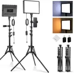 NEEWER Basics 2 STK. LED Panel Videolicht Set, Bi Farbe 2700-6500K Dimmbare Studiolicht mit 2,59'' Stativständern & 2 Handyhalterungen, 850lux für Fotografie Filmen Aufnahme Streaming, BP300