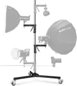 Soonpho Metal Heavy Rollstativ Studiostativ 240cm Robustes C Stand mit Rollen für stativ und 2 Schiebbarer Griff Kit,Maximale Tragfähigkeit 15kg für Studio Monolight Softbox Reflektor