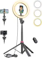10,2" Dimmbares Ringlicht mit 75 Zoll hohem Aluminium-Stativ, Flimmerfreies LED-Make-up-Licht/Cold-Shoe-Schnellmontagehalterung, Ringlicht für Handy, TikTok/Live-Stream, Videoaufnahmen