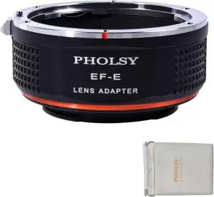 PHOLSY Objektivadapter Manueller Fokus für Canon EOS EF EF-S Objektiv auf Sony E