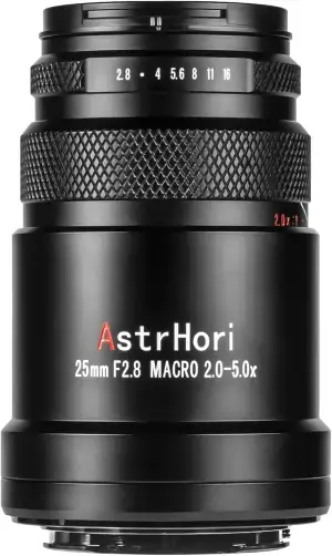 AstrHori 25 mm F2,8 2X-5X Ultra-Makro-Objektiv, Vollformat, manueller Fokus, kom