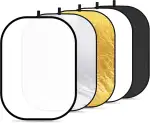 NEEWER 5 in 1 Reflektor 59"x79"/150x200cm Lichtreflektor für Fotografie, Tragbarer Faltbarer Multi Disc mit Tasche - Transluzent, Silber, Gold, Schwarz, Weiß Diffusor für Studio und Außenbeleuchtung