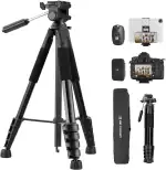 K&F CONCEPT Kamerastativ S255A3+BV01, Leichtes Stativ mit Tasche,190cm Handystativ,Tripod für Canon Nikon Sony Kamera/DSLR/Camcorder, Stativ für Smartphone,Reisestativ mit Handy-Tablet-Halterung