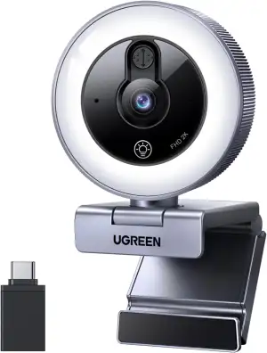 UGREEN FineCam Lite 2K Webcam mit Ringlicht PC Kamera mit mikrofon Streaming Kam