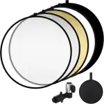 5 in 1 Reflektor Fotografie Set, Faltreflektor mit Reflektorhalter (80CM Ø), Rund Reflektor Trans...