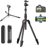 XXZU 180cm Stativ Kamera, Aluminium Handy Stativ mit Tasche, Leichtes Fotostativ mit 360° Kugelko...