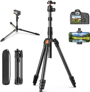 XXZU 180cm Stativ Kamera, Aluminium Handy Stativ mit Tasche, Leichtes Fotostativ