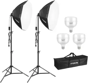 FGen Softbox Fotostudio Set, 135W 5500K Achteckiges Fotolicht Fotolampe, 70cm Be