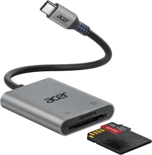 acer USB C SD Kartenleser, USB-C SD Micro SD Card Reader Aluminium Kartenleseger