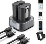 2 Batterien 7200mAh Ersatz für Ring Akku mit Ladestation, Kamera-Akku mit hoher Kapazität, kompatibel mit Ring-Doorbell 2/3/4/3plus, Stick Up Cam(2/3Gen), Spotlight Cam Battery