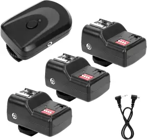 Tbest 433 MHz 16-Kanal-Funkblitzauslöser-Set mit 1 Sender und 3 Empfängern, Sync