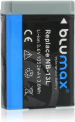 Blumax Akku Ersatz für Canon NB-13L |- 1050mAh -| für PowerShot G1 X Mark III - G5 X G9 X Mark II - G7 X Mark III - SX720 HS - SX730 HS - SX740 HS