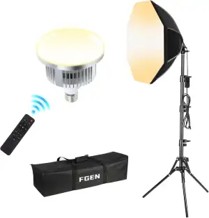 FGen Oktagonale Softbox Fotostudio Set,1x50cm Soft Box Kabellänge 300cm mit 60W 
