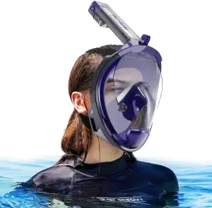 Vollgesichts schnorchelmaske, 180° Doppel schwimmkugel Tauchermaske, Anti-Fog Le