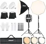 EMART Softbox 65cm, Soft Box Durchmesser Dimmbare LED Beleuchtung Kit 135W 3000-6500K für Fotografie, Video, Fotografie, Studio Porträts, Live-Streaming