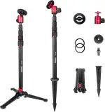 Manbily GF-M25 5-in-1 Golf-Einbeinstativ für Smartphones, Kameras, Einbeinstative, Magnetischer Telefonständer, Selfie-Stick mit langem Erdspieß, Stativ-Basishalterung Verlängerungsstange 1/4" 172cm