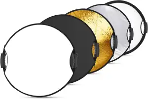 NEEWER 22"/56cm Lichtreflektor mit Handgriff mit 3/8" Gewinde, 5 in 1 Faltscheib