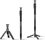 SIRUI SVM-165 Carbon Fiber Monopod mit Rapid System | 165cm Profi Einbeinstativ, 3-in-1 Moduldesign, 10kg Traglast | Schnellwechsel-Kopf & Schwenkneiger für DSLR & Video