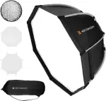 K&F CONCEPT 55cm/21 Zoll Parabol Softbox, Quick Release Umbrella Octagon Softboxen mit Honeycomb Gitter+Weichen Diffusor +Tragbartasche, Achteckige Softbox Bowens Mount für COB Video Light