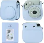 Kameratasche Kompatibel mit Fujifilm Instax Mini 12 11 9 8 Sofortbildkamera, PU Leder Tragetasche mit 64 Taschen 2 x 3 Mini Fotoalbum. (Blau)