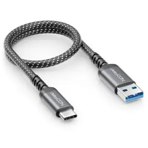 deleyCON 0,30m USB-A auf USB-C Kabel Kurz USB 3.0 5Gbps (USB 3.2 Gen1) Ladekabel