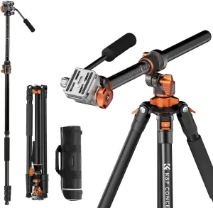 Kamera Stativ,K&F CONCEPT Videostativ Video Tripod mit Fluidkopf,231cm Stativ mi