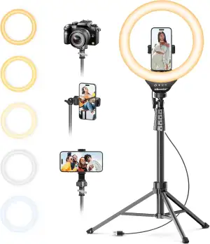 UBeesize Ringlicht mit Stativ, 12 Zoll Selfie Ringlicht mit 62 Zoll Stativ Ständ