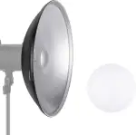 NEEWER 16"/41cm Aluminium Standard Reflektor Beauty Dish mit weißem Diffusor Socke kompatibel mit Bowens Mount Studio Stroboskop Blitzlicht, NEEWER Vision 4 ML300 S101-300W S101-400W etc