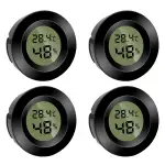 4 Stück Mini Digital Hygrometer Thermometer Rund Luftfeuchtigkeitsmessgerät Temperatur Feuchtemessgerät Fahrenheit (℉) or Celsius(℃) für Innenraum Büro Wohnzimmer (Batterien Enthalten) (4)