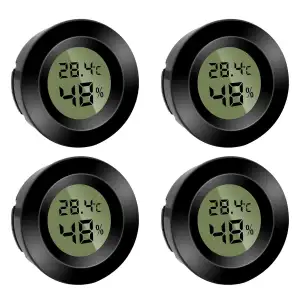 4 Stück Mini Digital Hygrometer Thermometer Rund Luftfeuchtigkeitsmessgerät Temp