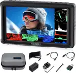 FEELWORLD FW568 PRO 6 Zoll 1200 Nit DSLR Kamera Field Monitor mit F750 Akku 4400mAh Tragetasche, Waveform 3D LUTs Video Peaking Fokusassistent 1920x1080 IPS 4K HDMI Type-C Eingang/Ausgang