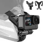 Adaptom Motorradhelm Kinnhalterung für GoPro Hero 13 12 11 10 9 8 7 Max, Insta 360 X5 X4, DJI OSMO Nano 360 Action 6 5 Pro 4/3, AKASO mit Verlängerungs-J-Haken-Halter, rutschfestes Silikon