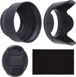 58mm 2 Kamera Objektiv Sonnenblenden, 1 Objektivkappe - Gummi Zusammenklappbar + Tulpe Blume - Reduziert Objektiv Flare und Blendung