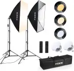 Softbox Set Fotostudio, FGen 85W 2 x 50 x 70cm Softbox LED Beleuchtung Set mit 2700-6400K, 2m Vollverstellbare lichtstativ für YouTube, Tiktok Videoaufnahmen, Studio Porträts, Fotografie
